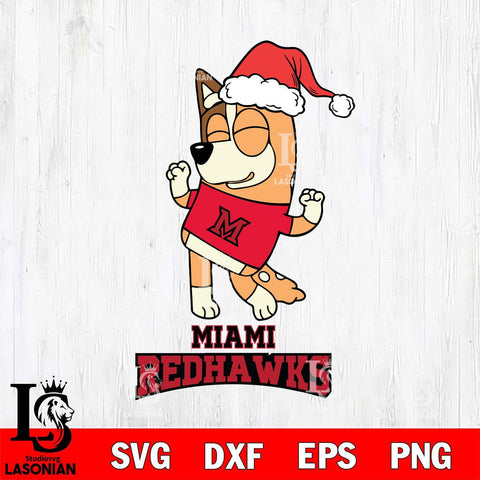 Miami RedHawks Bluey Chilli Happy Christmas Svg Eps Dxf Png File, Digital Download