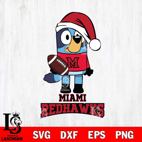 Miami RedHawks Bluey Christmas Svg Eps Dxf Png File, Digital Download