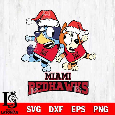 Miami RedHawks Bluey Christmas Holiday Svg Eps Dxf Png File, Digital Download