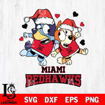 Miami RedHawks Bluey Christmas NFL Svg Eps Dxf Png File, Digital Download