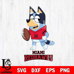 Miami RedHawks Bluey Football Sport Svg Eps Dxf Png File, Digital Download ,Instant Download, Cricut File