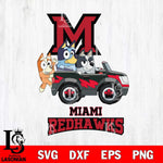 Miami RedHawks Bluey friends car Svg Eps Dxf Png File, NCAA svg, Digital Download, Instant Download