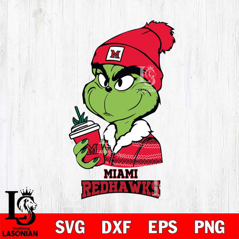 Miami RedHawks Boujee Grinch Christmas Cut Files Cricut, Svg Dxf Eps Png file, Digital download , Silhouette