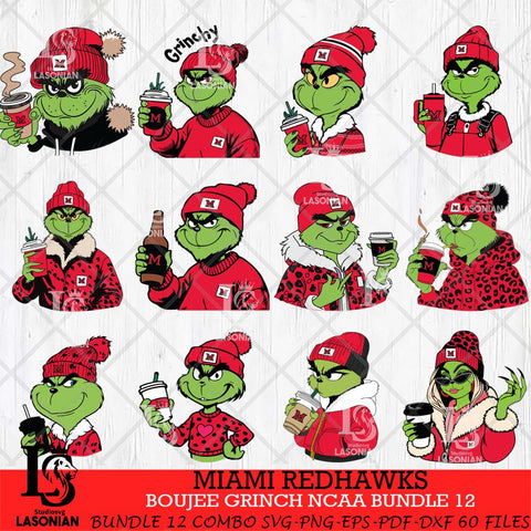 Miami RedHawks Boujee Grinch NCAA Bundle 12 SVG Eps Dxf Png File, Digital Download, Instant Download