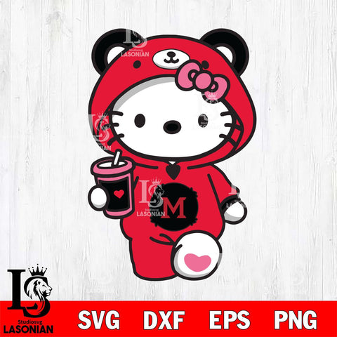 Miami RedHawks Cute Hello Kitty Svg Eps Dxf Png File, Digital Download, Instant Download