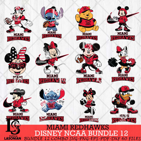 Miami RedHawks Disney NCAA Bundle Svg PNG 12 Svg Eps Dxf Png File, Digital Download