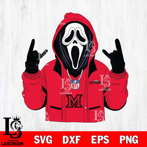 Miami RedHawks Ghostface Scream Football Halloween Svg Eps Dxf Png File, NCAA svg, Digital Download, Instant Download