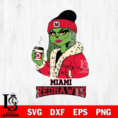 Miami RedHawks Girls Grinch Bougie Svg Eps Dxf Png File, Digital Download, Instant Download