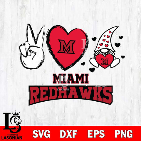 Miami RedHawks Gnomes Peace & Love Svg Eps Dxf Png File, Digital Download, Instant Download