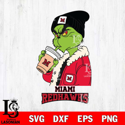 Miami RedHawks Grinch Bougie Football Svg Eps Dxf Png File, Digital Download, Instant Download