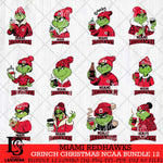 Miami RedHawks Grinch Christmas NCAA Bundle 12 Svg Eps Dxf Png File,Cricut files, Digital Download, Instant Download