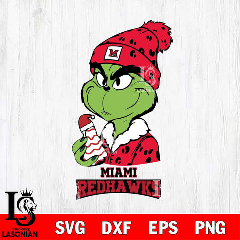 Miami RedHawks Grinch Tree Cake Svg Eps Dxf Png File, Digital Download, Instant Download