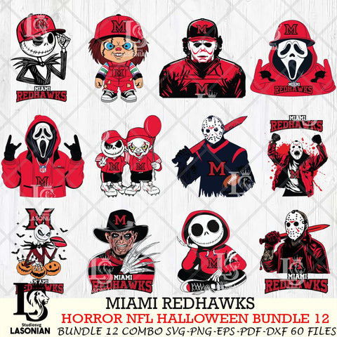 Miami RedHawks Halloween Bundle 12 SVG Svg Eps Dxf Png File, NCAA bundle svg, Digital Download, Instant Download