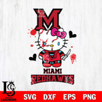 Miami RedHawks Hello Kitty Horror 2 Svg Eps Dxf Png File, Digital Download