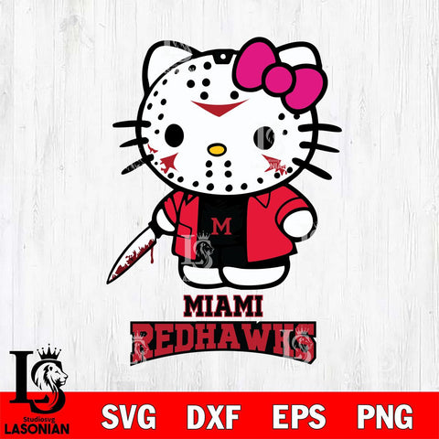 Miami RedHawks Hello Kitty Horror 3 Svg Eps Dxf Png File, Digital Download