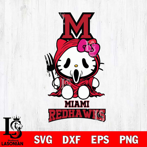 Miami RedHawks Hello Kitty Horror 4 Svg Eps Dxf Png File, Digital Download