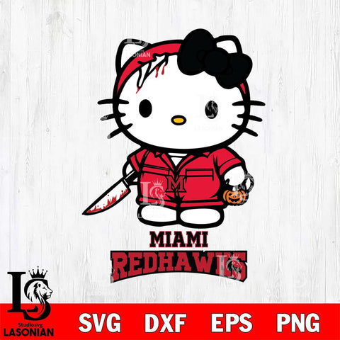 Miami RedHawks Hello Kitty Horror 5 Svg Eps Dxf Png File, Digital Download