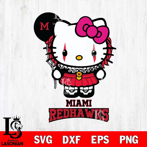 Miami RedHawks Hello Kitty Horror 7 Svg Eps Dxf Png File, Digital Download