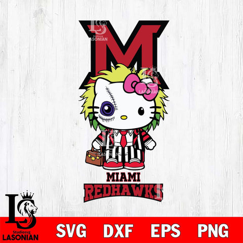 Miami RedHawks Hello Kitty Horror 8 Svg Eps Dxf Png File, Digital Download