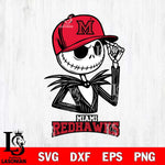 Miami RedHawks Jack Skellington 3 Halloween Svg Eps Dxf Png File, NCAA svg, Digital Download, Instant Download