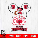 Miami RedHawks Mickey Heart Rugby Svg Eps Dxf Png File, Digital Download ,Instant Download, Cricut File