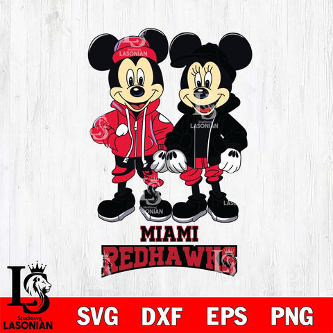 Miami RedHawks Mickey Minnie Mouse Football Svg Eps Dxf Png File, NCAA svg , File Cut , Digital Download , Instant Download, Cut Svg Files