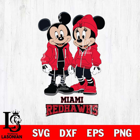 Miami RedHawks Mickey Minnie Mouse Rugby Svg Eps Dxf Png File, NCAA svg , File Cut , Digital Download , Instant Download, Cut Svg Files