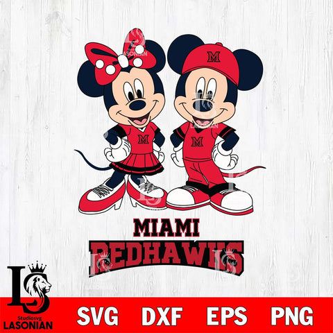 Miami RedHawks Mickey Minnie Mouse rugby ball Svg Eps Dxf Png File, NCAA svg , File Cut , Digital Download , Instant Download, Cut Svg Files