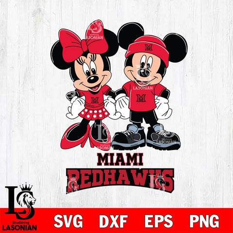 Miami RedHawks Mickey Minnie Rugby ball Svg Eps Dxf Png File, NCAA svg , File Cut , Digital Download , Instant Download, Cut Svg Files