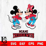 Miami RedHawks Mickey Minnie Valentine Rugby Svg Eps Dxf Png File, Digital Download ,Instant Download, Cricut File