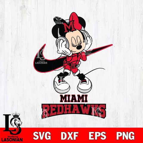 Miami RedHawks Minnie Mouse Dancing NIKE, Svg Eps Dxf Png File, Digital Download