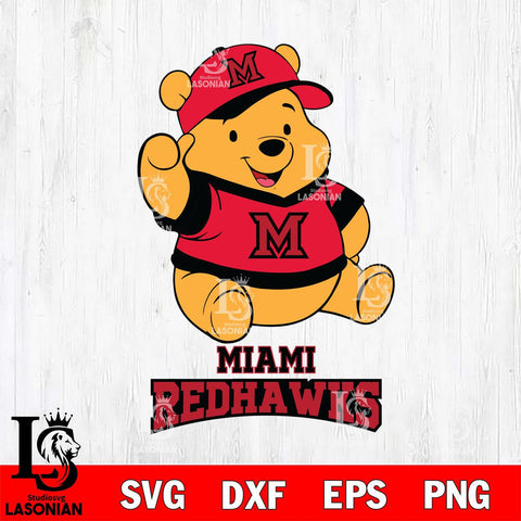 Miami RedHawks Pooh Bear Disney, Svg Eps Dxf Png File, Digital Download