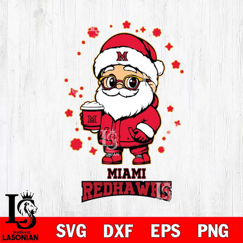 Miami RedHawks Santa Claus Coffe Svg dxf eps png pdf file,NCAA svg,Digital Download,Cricut file