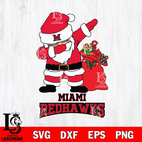 Miami RedHawks Santa Dabbing Christmas Svg dxf eps png pdf file,NCAA svg,Digital Download,Cricut file