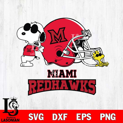 Miami RedHawks Snoopy Sport 2 Svg Eps Dxf Png File, Digital Download