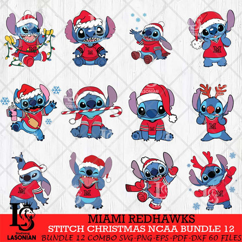 Miami RedHawks Stitch Christmas NCAA Bundle 12 Svg Eps Dxf Png File, Digital Download, Instant Download