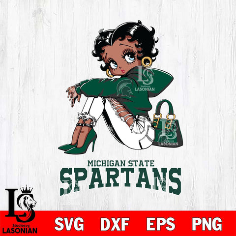 Michigan State Spartans Betty Boop Black Fan Girl Svg Eps Dxf Png File, Digital Download, Instant Download