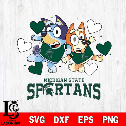 Michigan State Spartans Bluey & Bingo 10 Svg Eps Dxf Png File, NCAA svg, Digital Download, Instant Download