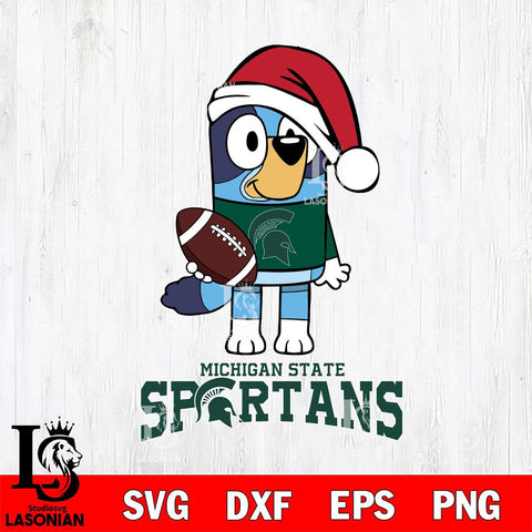 Michigan State Spartans Bluey Christmas Svg Eps Dxf Png File, Digital Download