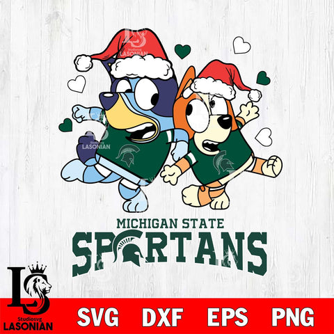 Michigan State Spartans Bluey Christmas NFL Svg Eps Dxf Png File, Digital Download