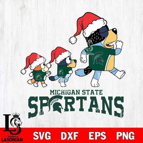 Michigan State Spartans Bluey Family Christmas Svg Eps Dxf Png File, Digital Download