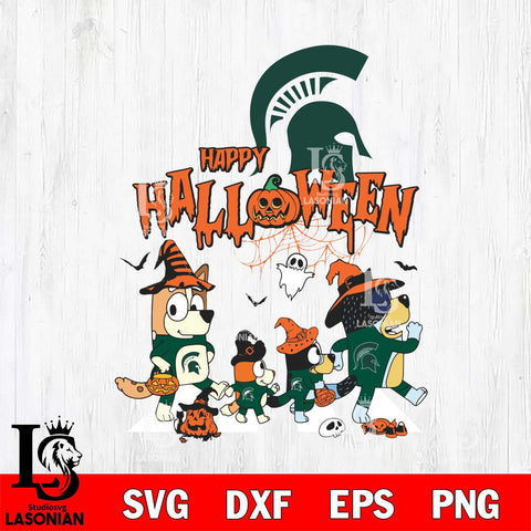 Michigan State Spartans Bluey Halloween Family Svg Eps Dxf Png File, Digital Download, Instant Download