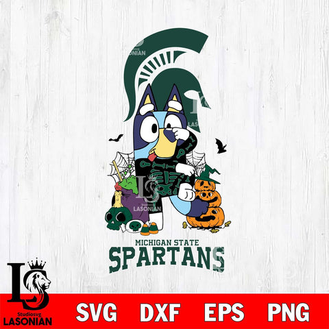 Michigan State Spartans Bluey Halloween NCAA 2 Svg Eps Dxf Png File, Digital Download, Instant Download