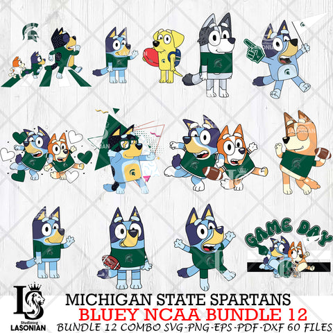 Michigan State Spartans Bluey NCAA Bundle 12 Svg Eps Dxf Png File, Digital Download, Instant Download