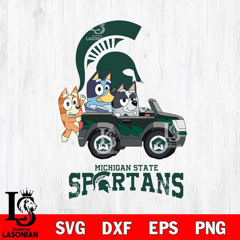 Michigan State Spartans Bluey friends car Svg Eps Dxf Png File, NCAA svg, Digital Download, Instant Download