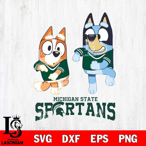 Michigan State Spartans Bluey with Chilli Dance Svg Eps Dxf Png File, Digital Download, Instant Download