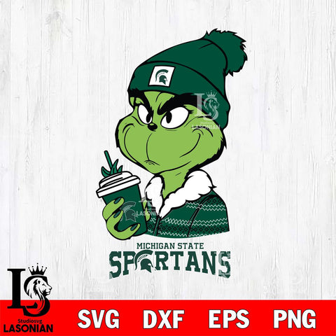 Michigan State Spartans Boujee Grinch Christmas Cut Files Cricut, Svg Dxf Eps Png file, Digital download , Silhouette