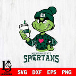 Michigan State Spartans Boujee Grinch Heart Christmas Cut Files Cricut, Svg Dxf Eps Png file, Digital download , Silhouette