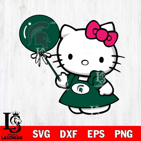 Michigan State Spartans Cute Hello Kitty 2 Svg Eps Dxf Png File, Digital Download, Instant Download