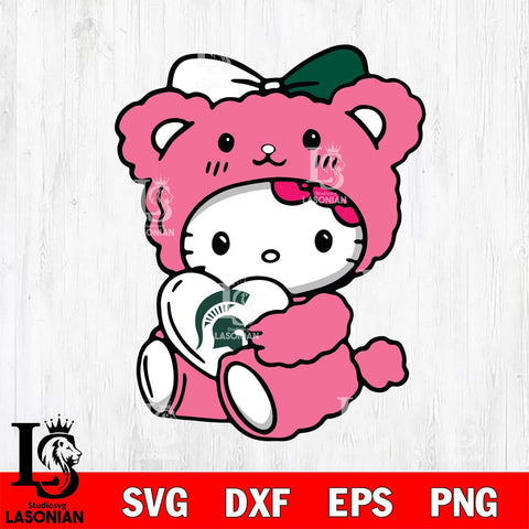 Michigan State Spartans Cute Hello Kitty 3 Svg Eps Dxf Png File, Digital Download, Instant Download